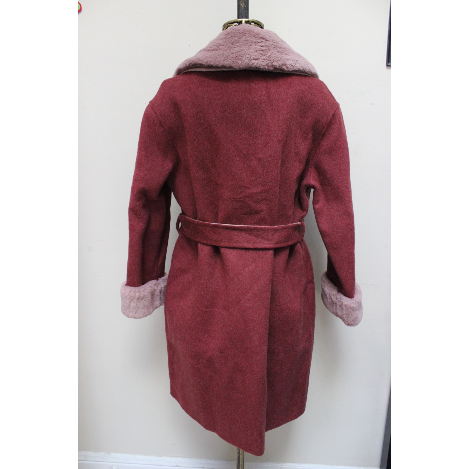 Nwt Petite Studio Nyc Red Pink Elsa Fur Wool Reversible Coat Size Xs — image 5 of 6